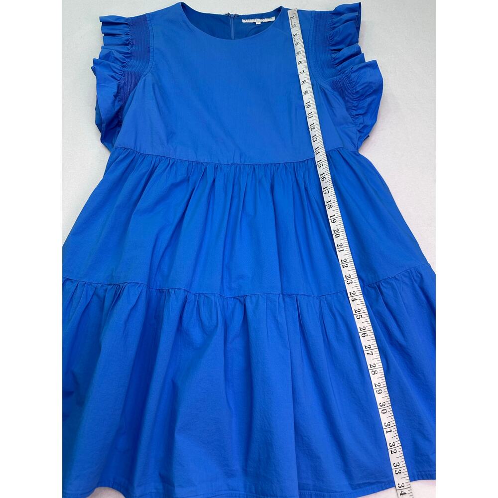 English Factory Blue Ruffled Sleeve Babydoll Mini Dress With Pockets Size Large - Picture 10 of 13